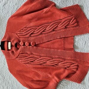 Sonoma Orange/ Brick Cable Knit Cardigan